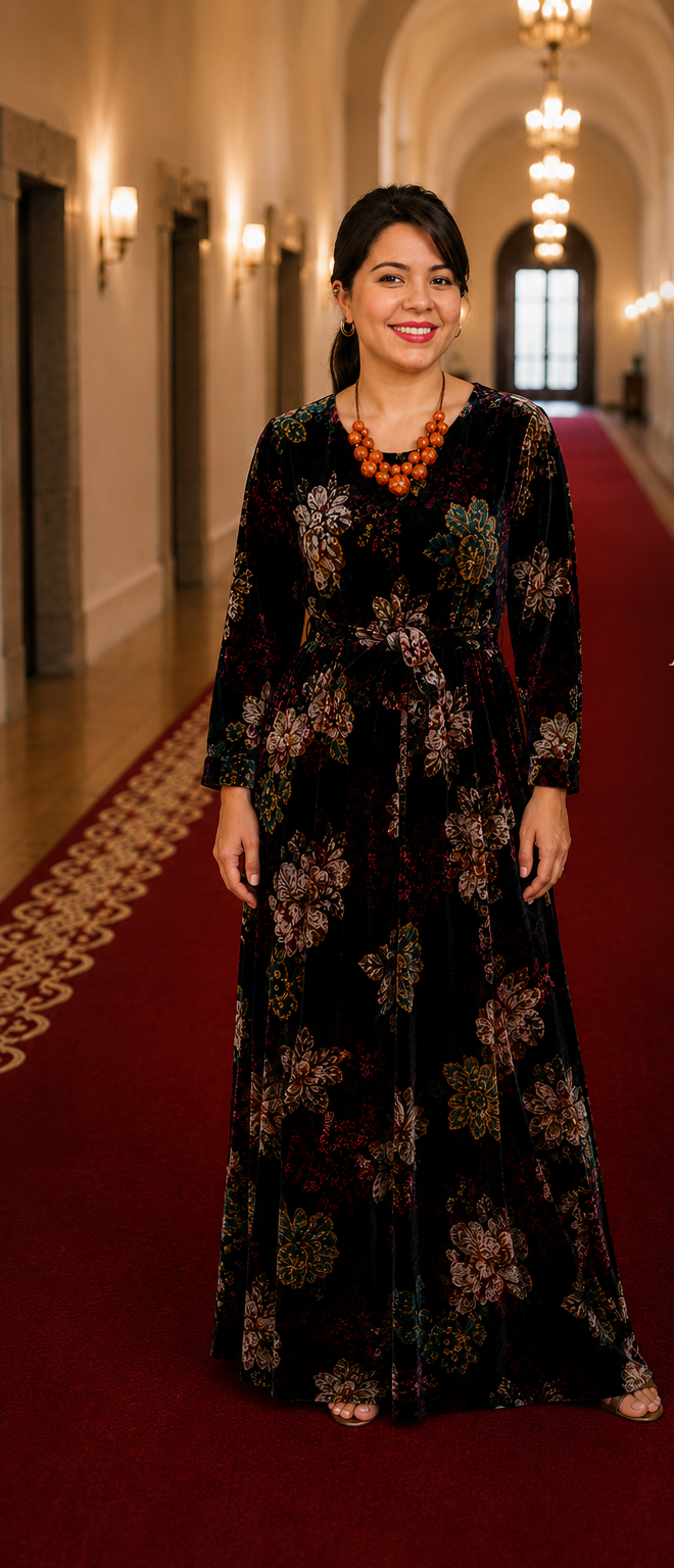 Vestido Longo Boho Chic Floral em Devorê