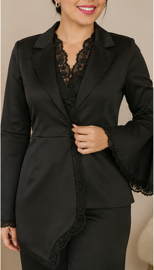 Blazer Assimétrico & Calça Alfaiataria Exclusivo